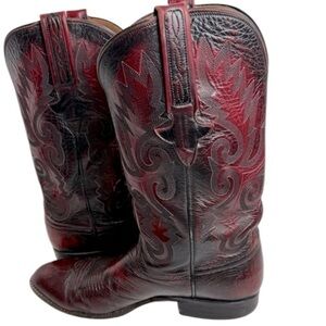 Lucchese Men’s Ostrich Quill Boots Round Toe Cowboy Western Classic Size 9A